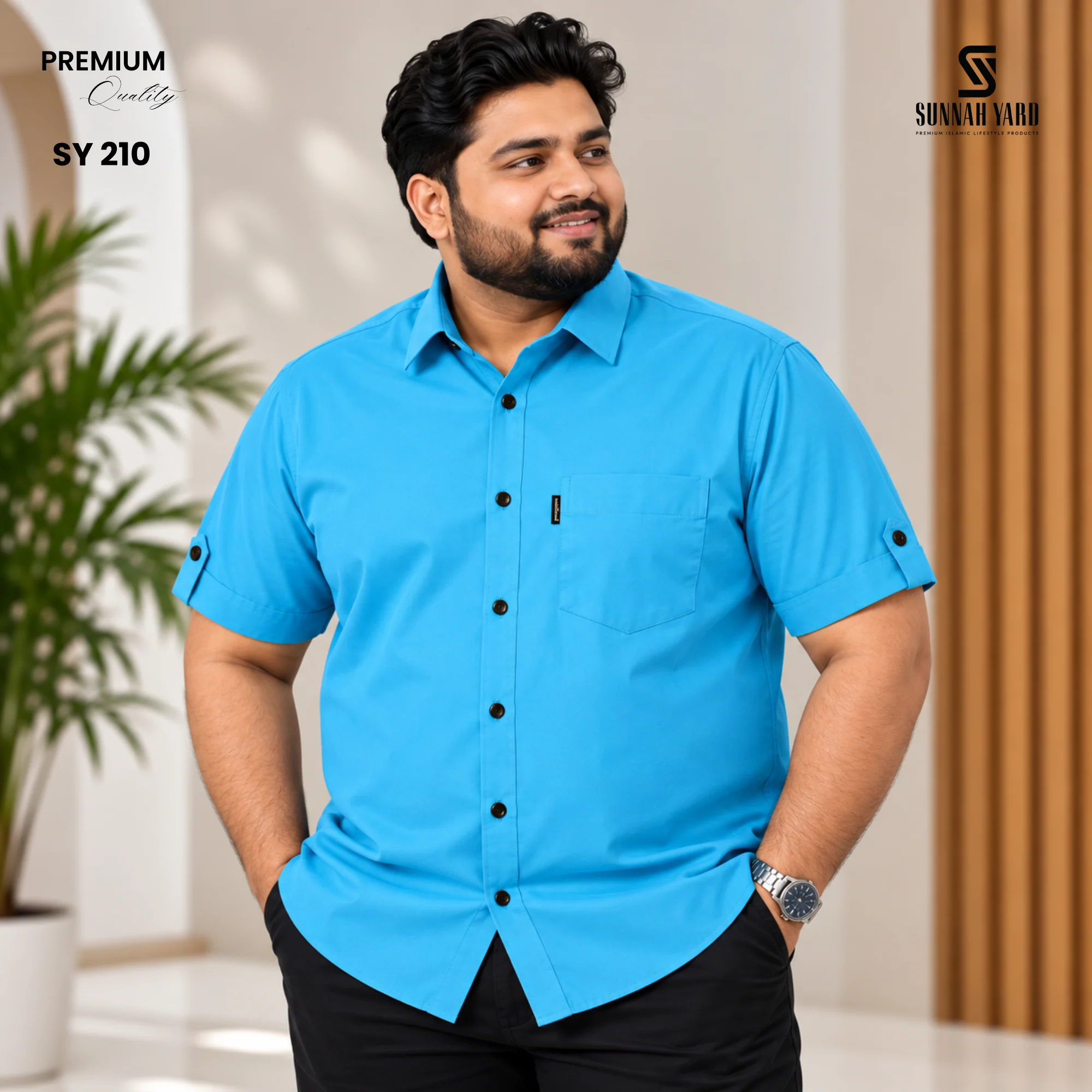 Premium Half Sleeve Shirt (Ocean Blue) SY 210