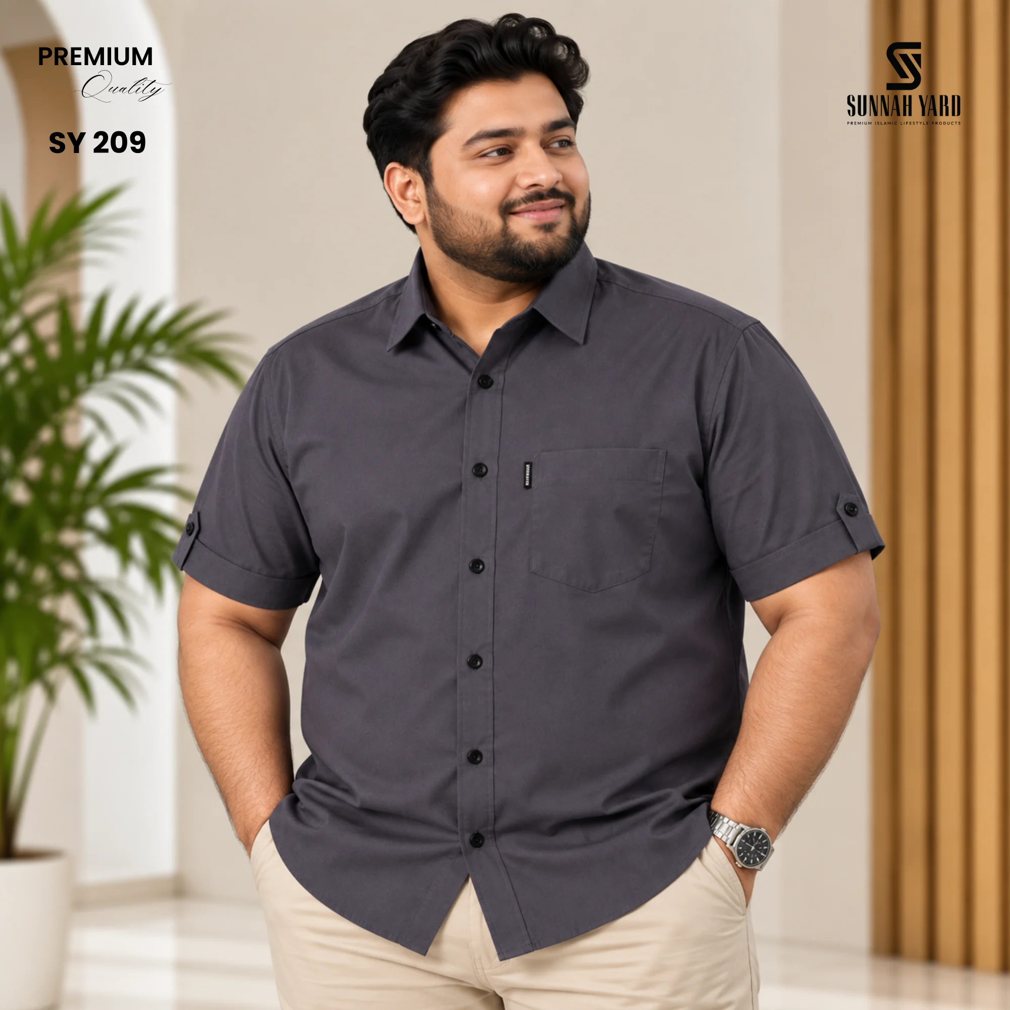 Premium Half Sleeve Shirt (Ash) SY 209