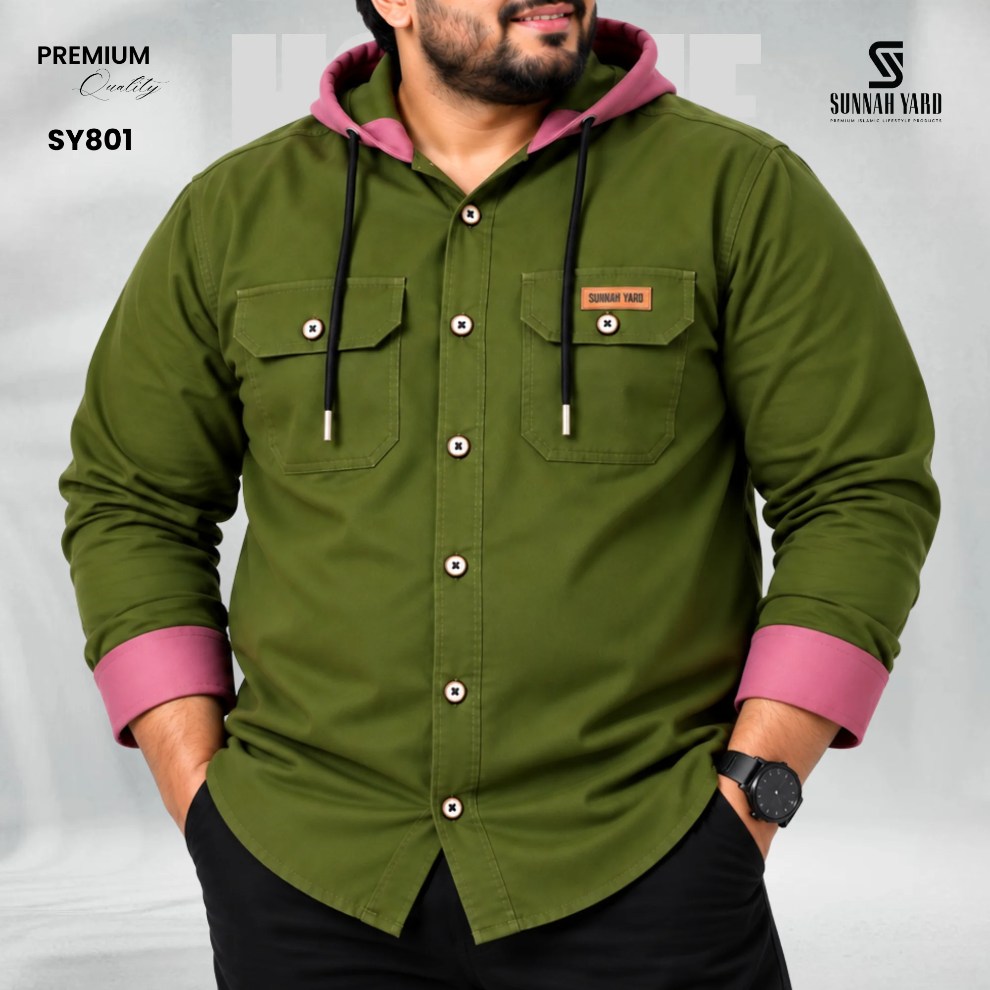 Premium Hoodie Shirt (Olive) SY 801